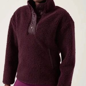 NWT• ATHLETA• Cozy Sherpa Snap Sweatshirt Size Small